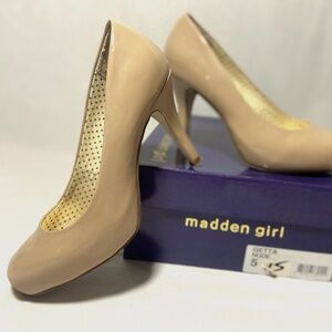 Madden Girl Nude Patent Leather Heels